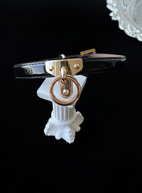 真牛皮情侣choker项圈带牵引