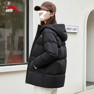 安踏面包服羽绒服女短款外套2025冬季新款连帽棉服加厚保暖防风