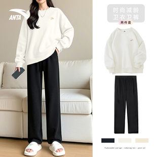 安踏运动套装女款2026春季新款宽松透气休闲跑步百搭时尚卫衣长裤