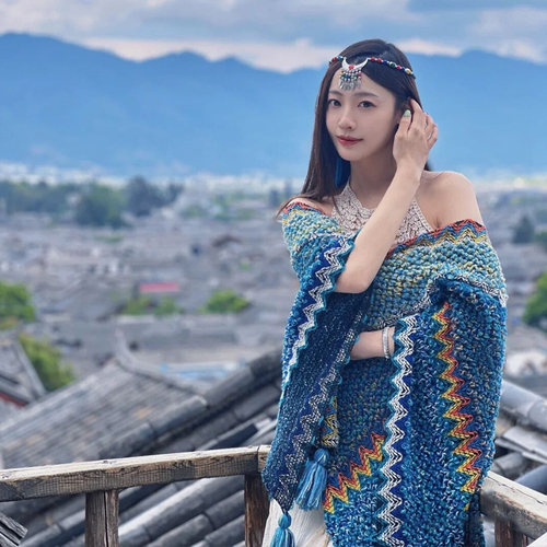斗篷披肩红豆民族风女