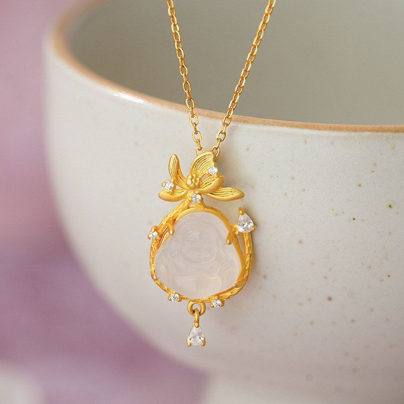 纯银S925佛公纳福项链温柔新中式宫廷风精美秋冬款贵气锁骨链