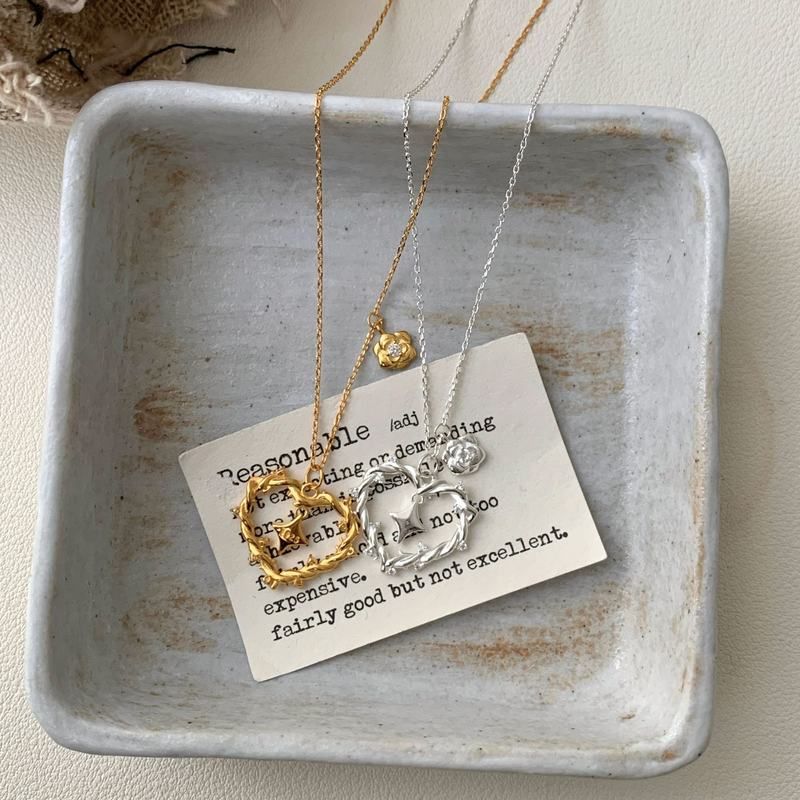 S925纯银荆棘爱心项链女轻奢复古高级感小众设计锁骨链小红书爆款