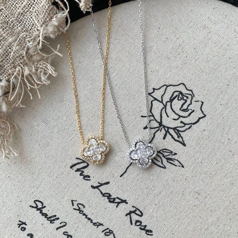 S925纯银镶钻四叶草项链女款轻奢高级感小众设计锁骨链小红书爆款