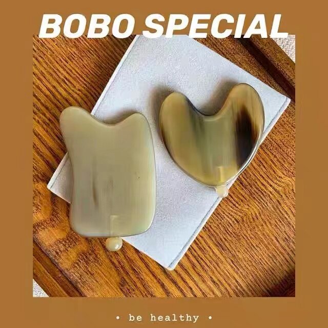 单向树天然白水牛角面部刮痧板