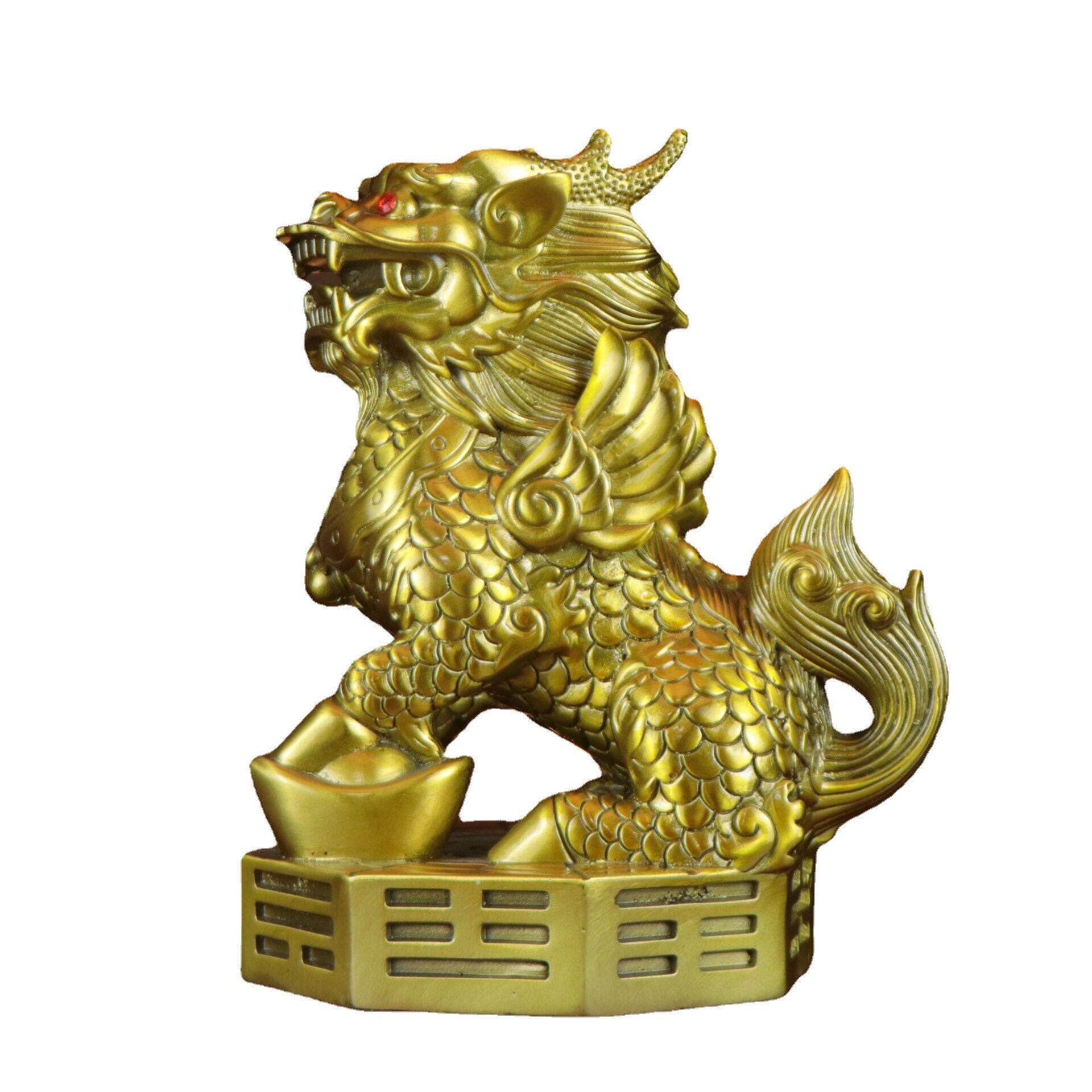 铜麒麟摆件一对铜麒麟踩八卦财富麒麟家居客厅公室门口工艺品