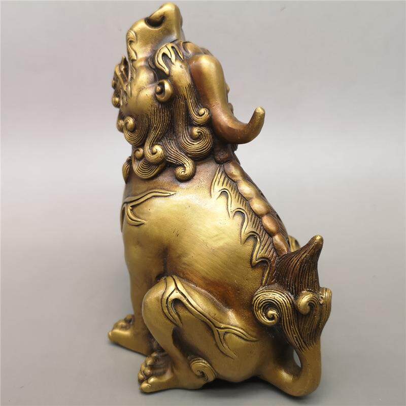 仿古黄铜貔貅望天吼摆件黄铜器黄铜独角兽客厅家居工艺品摆件