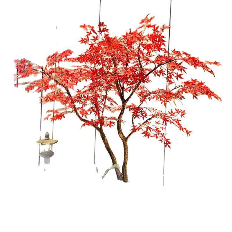 仿真枫叶树红枫树大型商场酒店绿植假树室内外落地简约装饰造景图片