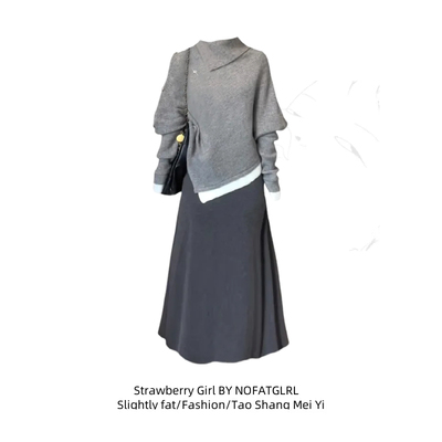 法式复古高领不规则斗篷毛衣