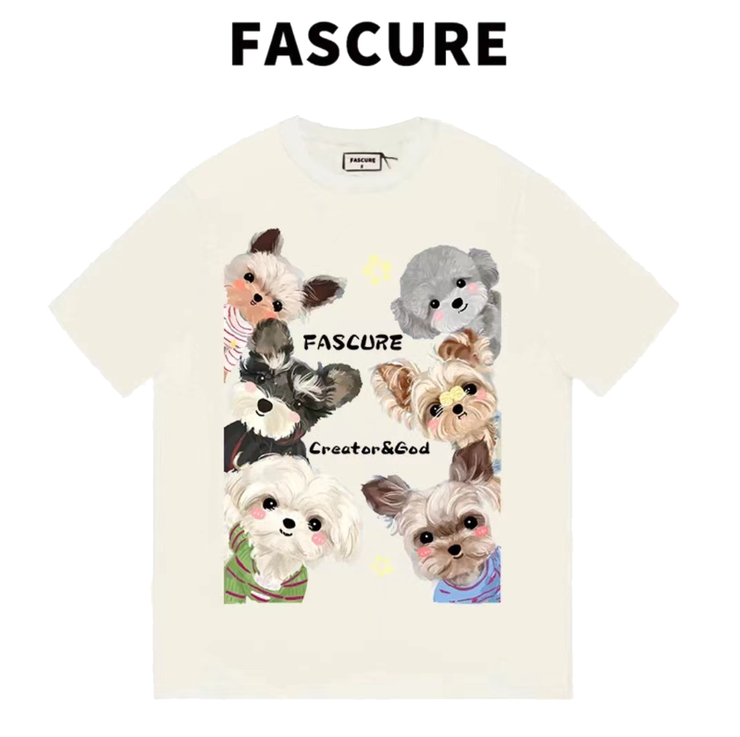 FASCURE狗狗大合集直喷工艺ovesizeT恤纯棉圆领短袖春季新款宽松
