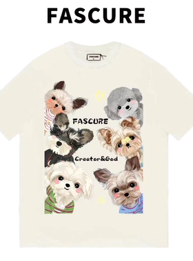 FASCURE狗狗大合集直喷工艺ovesizeT恤纯棉圆领短袖春季新款宽松