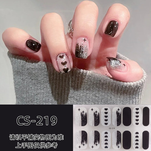 春夏季凝胶美甲贴纯色长短指甲贴纸纯欲风高级显白学生甲油膜贴纸