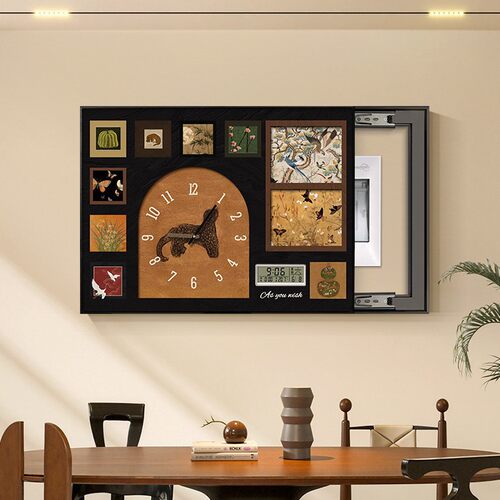 中古风电子时钟万年历电表箱装饰画百联画复古配电箱盒挂画百搭