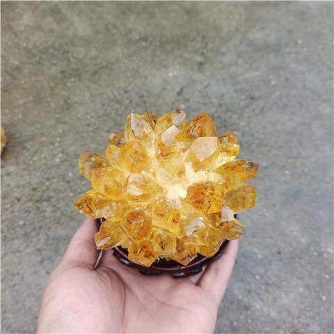 天然黄水晶簇招财摆件 黄白水晶原石幽灵消磁净化客厅摆件