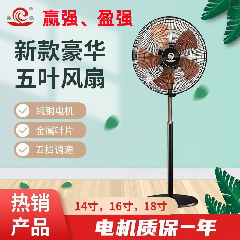 赢强盈强新款五叶豪华落地扇电风
