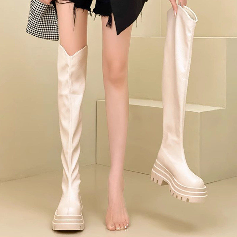 意尔康时尚过膝弹力靴女2026夏秋季新款美拉德显瘦长筒日常粗跟高