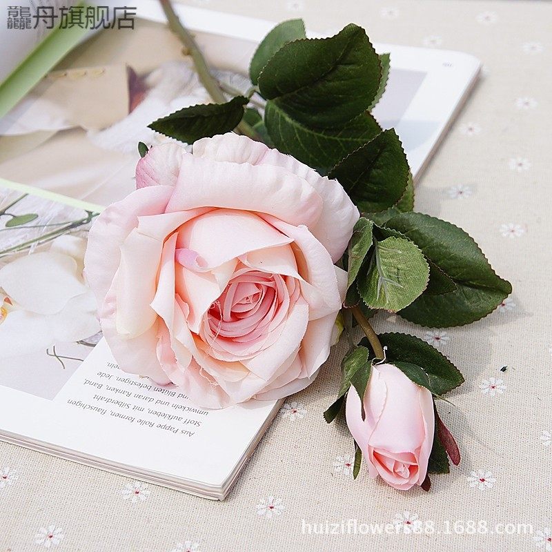 单枝2头古典芬芳玫瑰花 仿真花假花 家居摄影婚庆用品装饰花tl