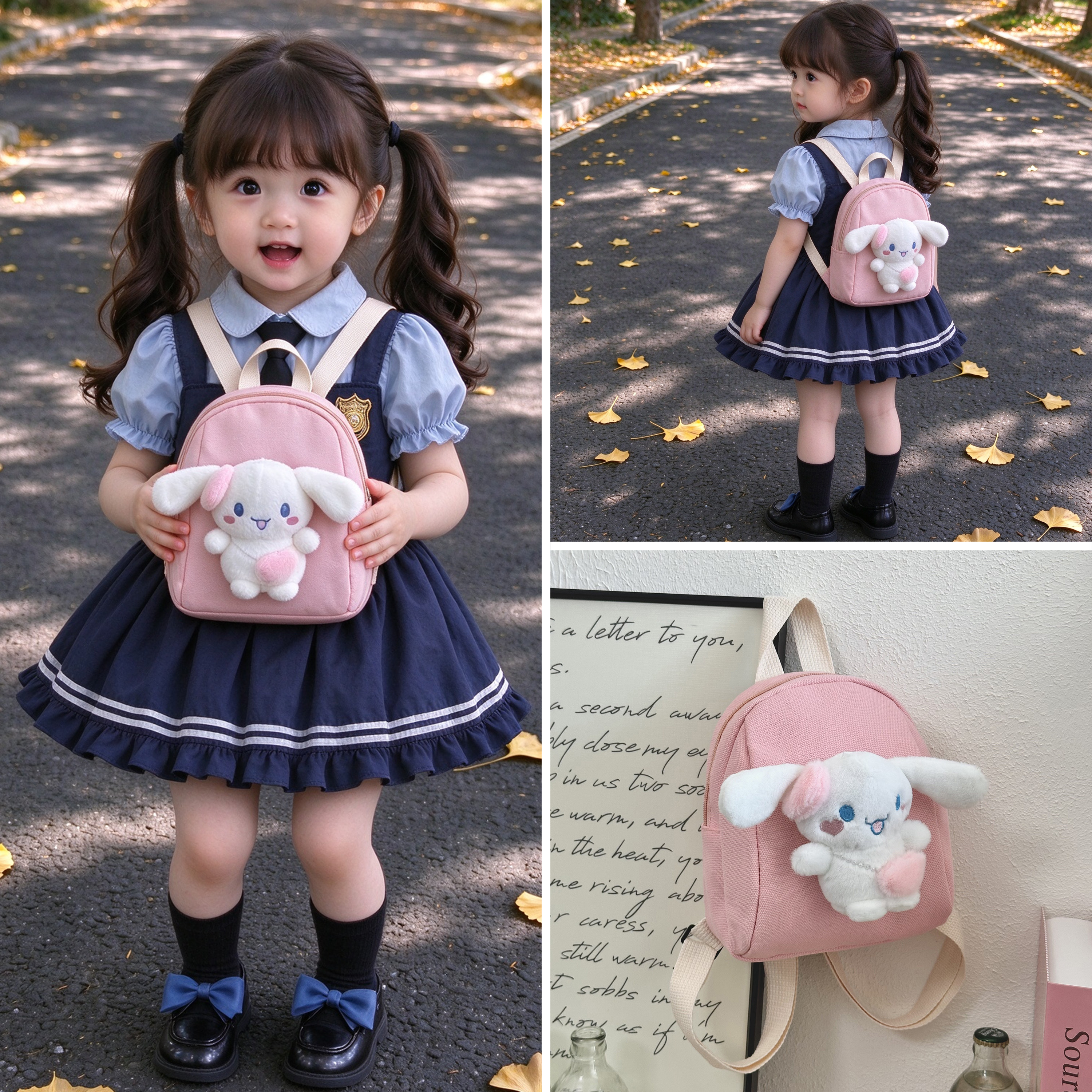 儿童卡通小狗迷你背包可爱女童幼儿园帆布书包男童出游零食双肩包