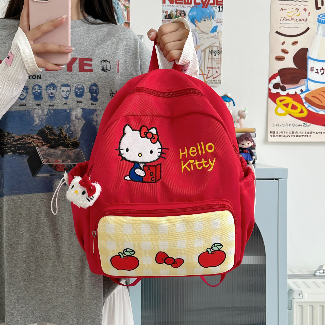hellokitty卡通儿童背包2025新款红色可爱女童双肩包幼儿园小书包