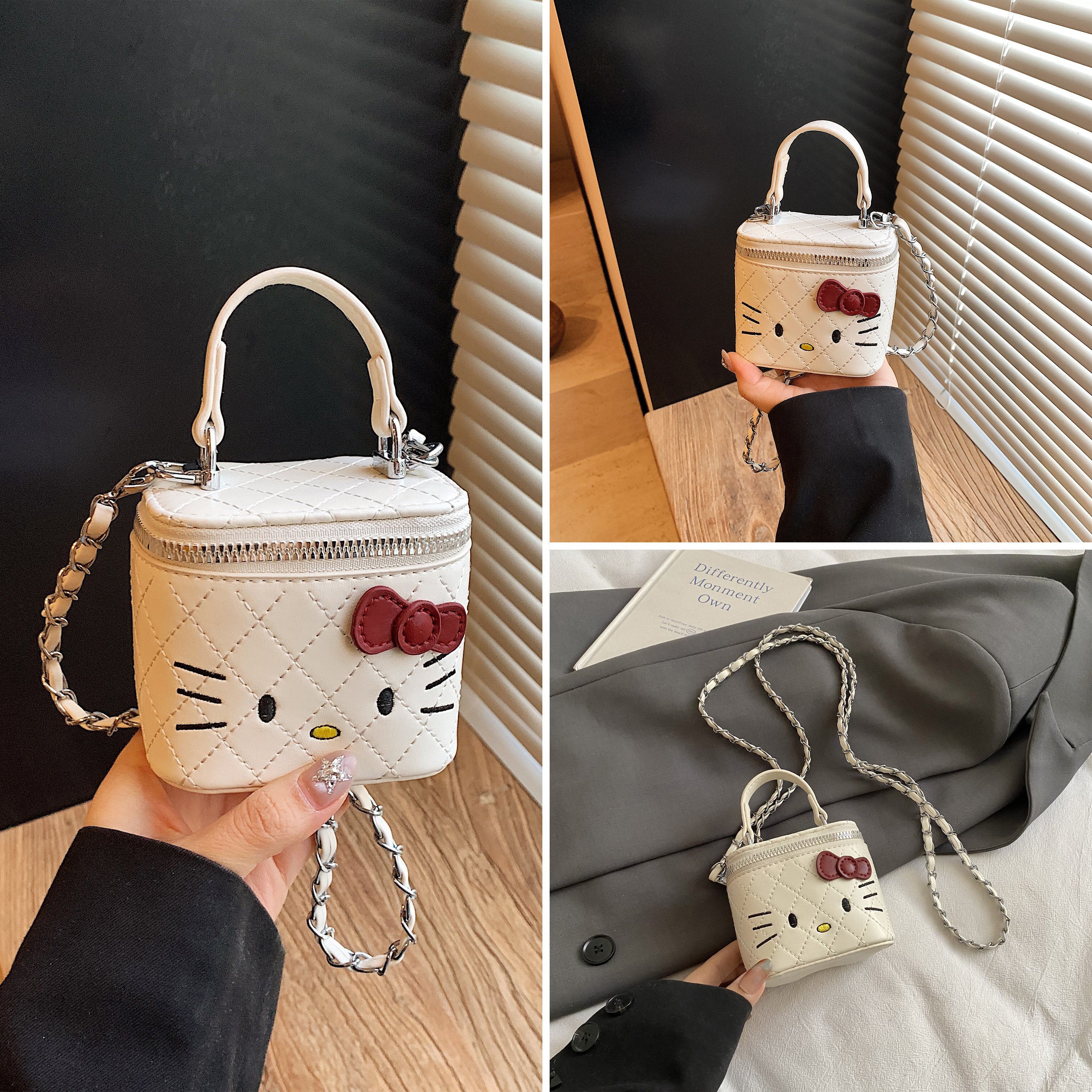 迷你儿童包包卡通小猫盒型包可爱女童斜挎包甜美百搭女宝手拎小包