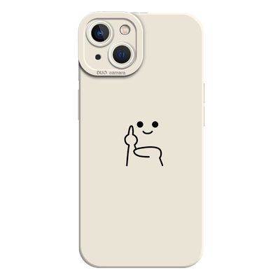 竖中指和比耶火柴人搞怪手机壳