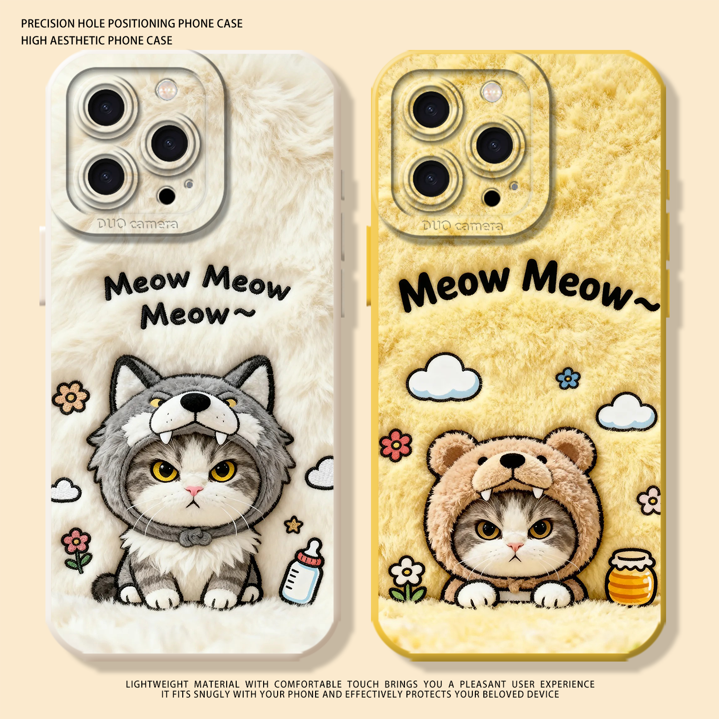 毛绒猫咪适用苹果17promax手机壳iphone13pro硅胶14华为mate70新款pura80小米15红米k90卡通16可爱小众60情侣,3C数码配件,手机保护套/壳,淘宝优惠券,粉丝福利购,淘宝优惠卷