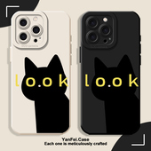 黑猫适用苹果15手机壳iphone13promax小米14华为pura80小众高级mate70pro黑色k90红米k80至尊16男生17pro硅胶