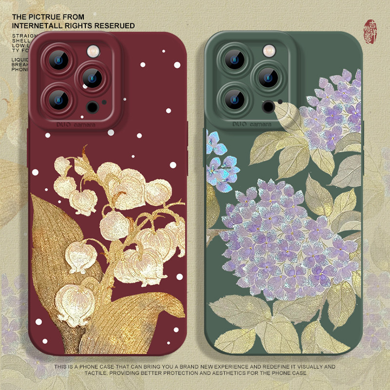 铃兰花适用苹果16pro手机壳iphone13promax液态硅胶12小众15华为mate70新款pura70小米14高级17绣球花e小清新