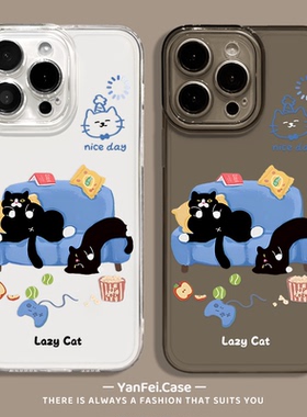 摆烂猫咪适用华为pura70手机壳nova12pro透明13黑猫11情侣10小众mate60新款p50荣耀300简约magic7/6任意机型5
