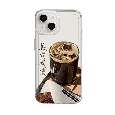 咖啡冰美式系列透明透黑手机壳