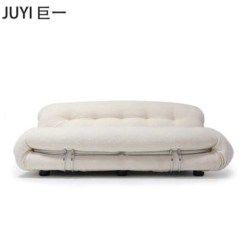 JUYI巨一复古创意现代客厅轻奢皮艺别墅双人布艺懒人河马沙发简约