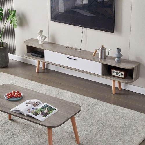 实木电视柜小户型实木腿落地简约经济型出租房客厅电视柜超窄简易