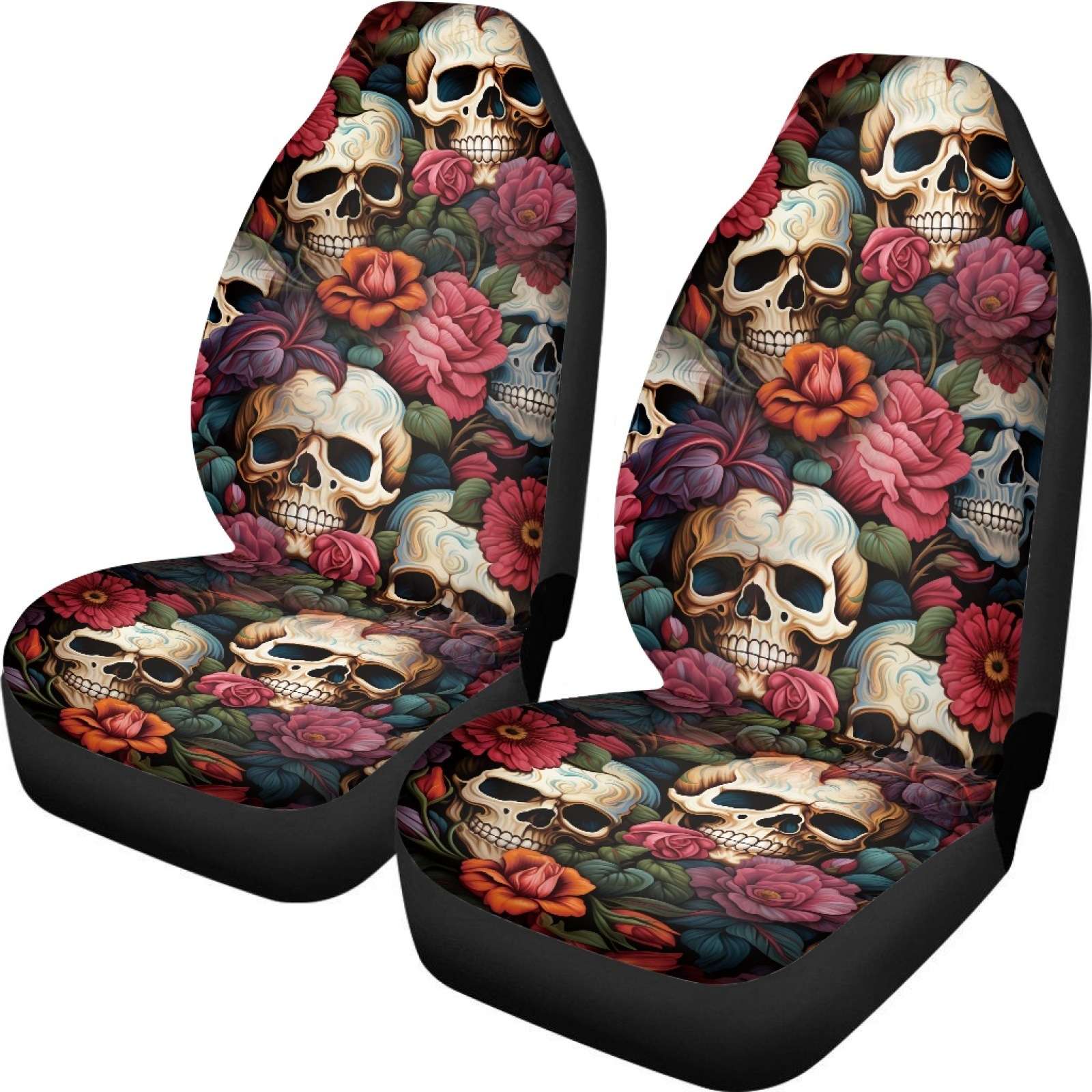 一件定 制新款骷髅蝴蝶元素汽车坐垫套座椅套汽车配件2件套