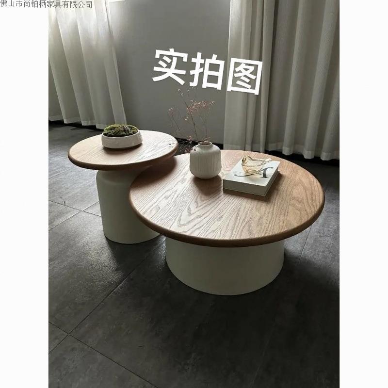 奶油风公寓茶几客厅家用小户型简约网红铁艺圆形马提尼民宿茶几