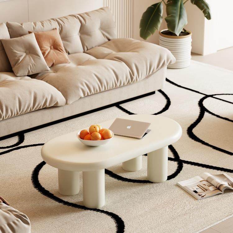 新款奶油风茶几家用客厅小户型简约现代轻奢椭圆长桌子网红长方g&