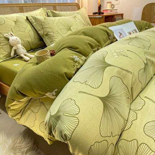 A类120支全棉加厚磨毛四件套纯棉秋冬被套床单床笠三件套床上用品