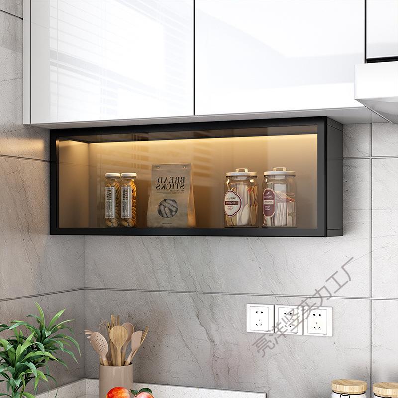 厨房小吊柜下调味料薄款下方置物架墙壁柜壁挂式调味品收纳柜木无