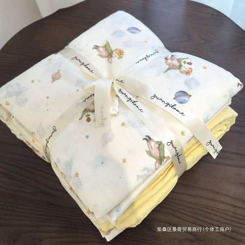 2025新款A类母婴级女孩全棉双层纱四件套柔软男宝宝纯棉床上用品