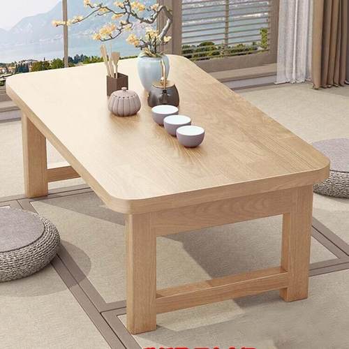 橡胶木可折叠矮桌飘窗桌子床上学习桌实木小茶几家用榻榻米桌炕桌