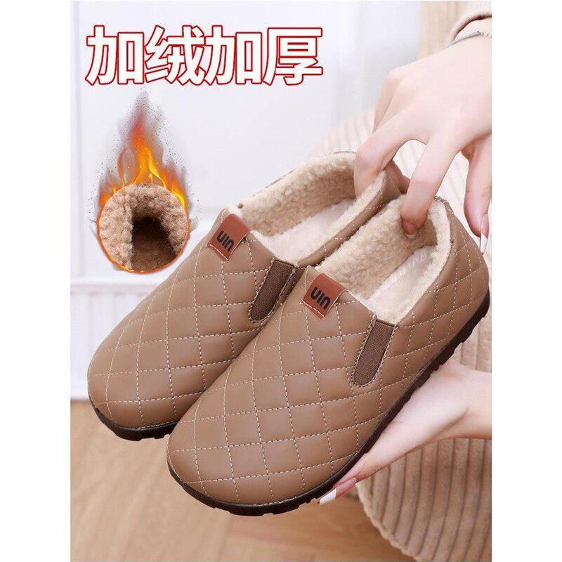 秋冬季老北京布鞋女棉鞋加绒加厚保暖豆豆鞋防滑妈妈鞋防水懒人鞋