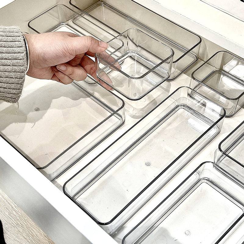 整理隔板抽屉内置分隔收纳盒PET亚克力透明窄长条工位化妆品厨房