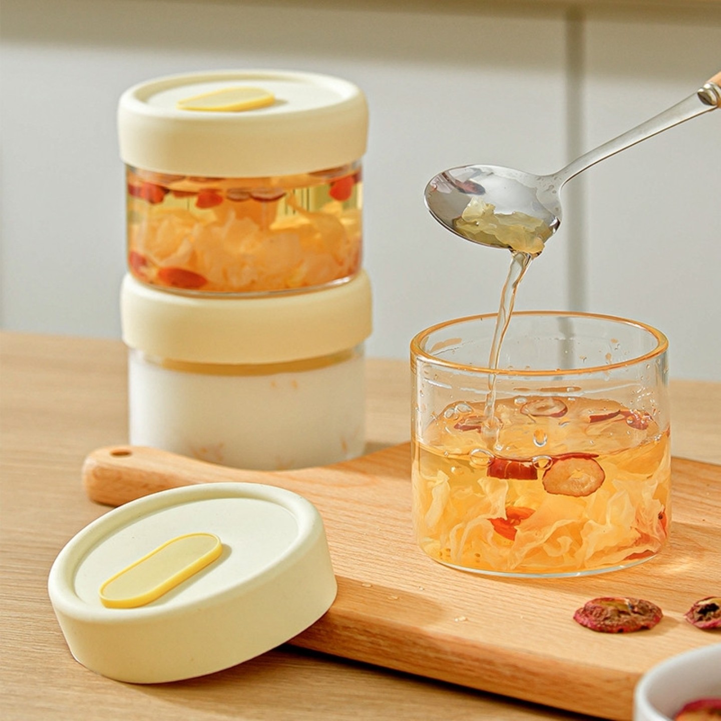 可微波辅食盒可蒸煮带盖食品级高硼硅玻璃耐高温炖煮花胶小密封罐