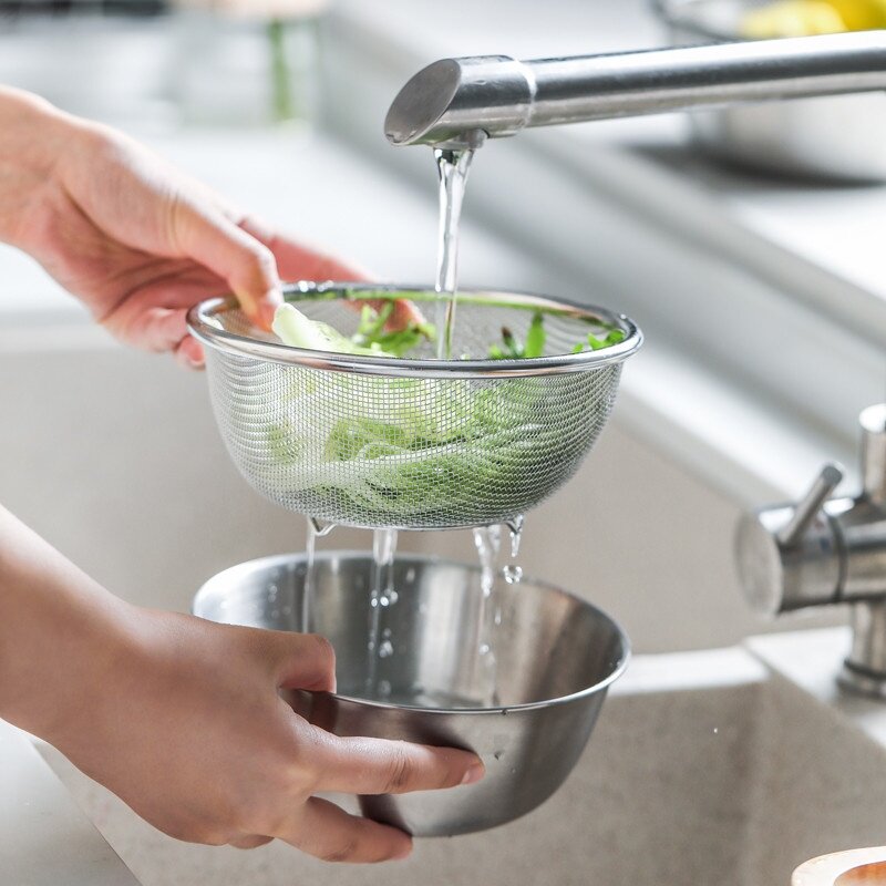 304不锈钢沥水洗菜盆篓淘米器洗米筛沥水篮专用漏水洗米筛网水果
