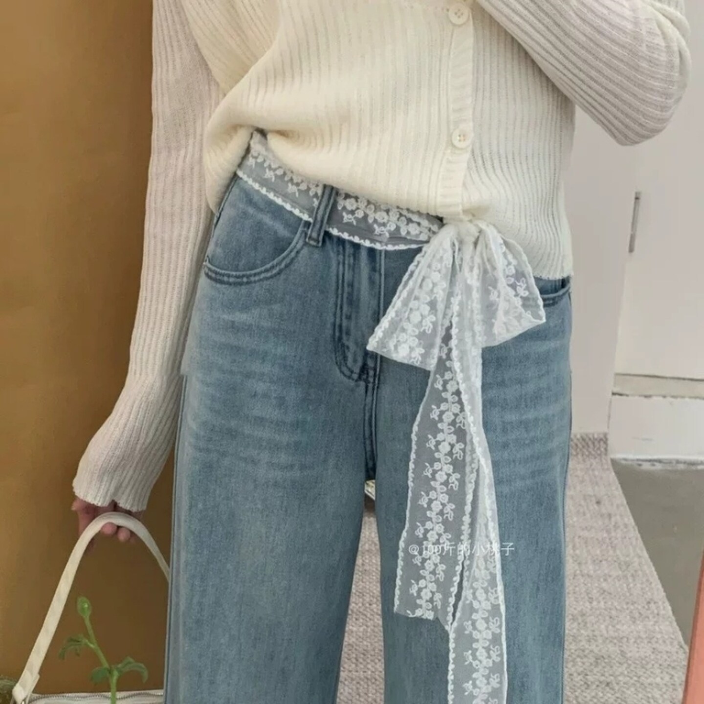 百搭白色蕾丝丝带女腰带装饰连衣裙牛仔裤腰绳裤带细长条丝巾发带