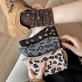 野性魅力潮流新宠女士豹纹中筒堆堆袜秋冬动物纹时尚 百搭长筒袜子