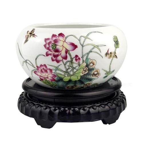 景德镇陶瓷鱼缸青花瓷笔洗金鱼乌龟缸睡莲碗莲花盆桌面摆件可制定