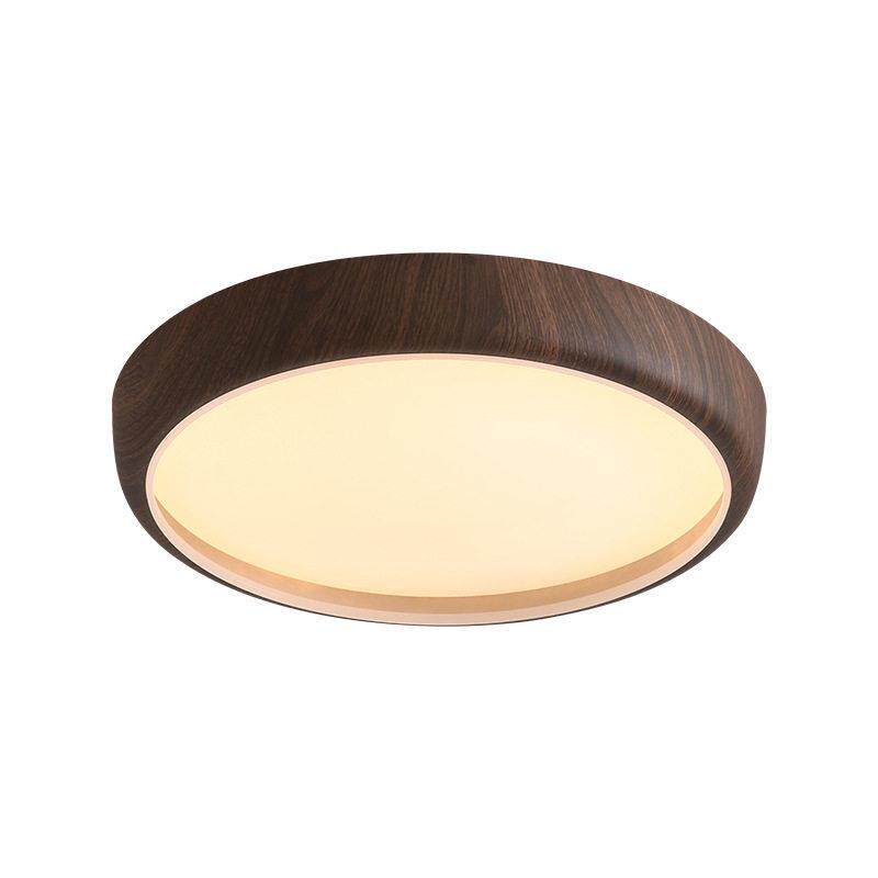 中古简约卧室灯吸顶灯圆形日式复古原木风木纹书房次卧灯具casagd