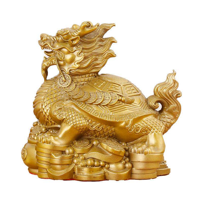黄铜龙龟摆件黄铜聚盆龙龟家居生活工艺品摆件
