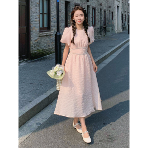 ZB191-2515P130K185定制面料高品质提花夏装新款气质连衣裙,碎花连衣裙搭配什么鞋子比较正式图片