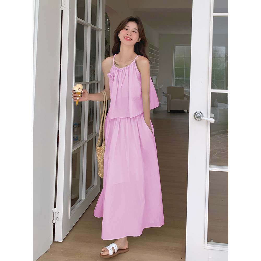 浅绿色裙女2025年夏季新款韩版甜美减龄吊带上衣半身裙,女装运动套装,浙宝210（原浙宝191）