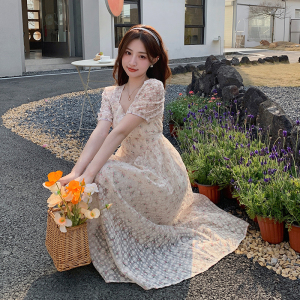 法式小众碎花裙女2025夏季新款高级感复古浪漫甜美淑女中长款裙子图片
